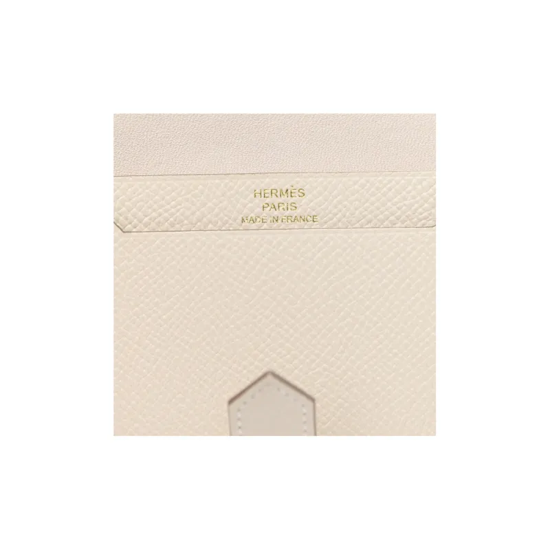 HERMES Bearn Epsom Calfskin Short Wallet Mini Women's 10 Craie Milkshake White-4