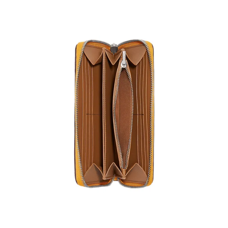 COACH Disney, Collaboration Accordion Zip Cow Leather Card Holder, Wallet Women's Yellow-1