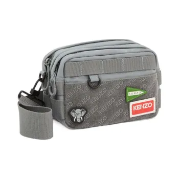 KENZO Nylon One Shoulder Crossbody Fanny Pack Women's Gray