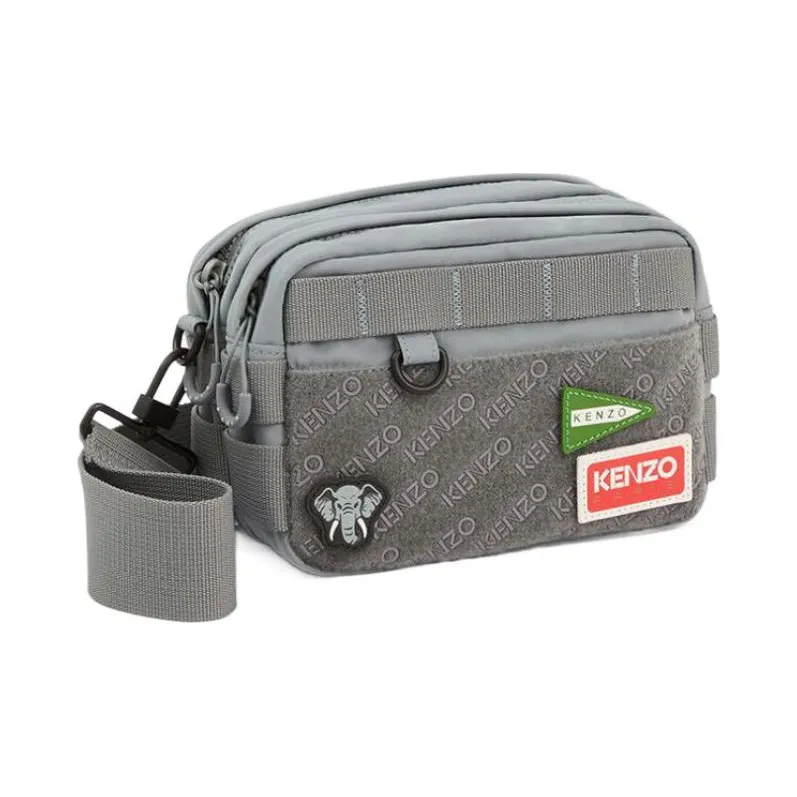 KENZO Nylon One Shoulder Crossbody Fanny Pack Women's Gray-0