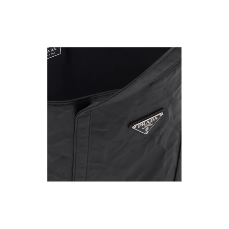 PRADA Large Antique Nappa Leather Tote Black-4