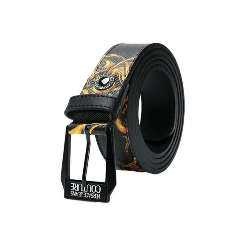 VERSACE Casual Black Print Pin Buckle Leather Belt Men's Black Print Width: 3cm-2
