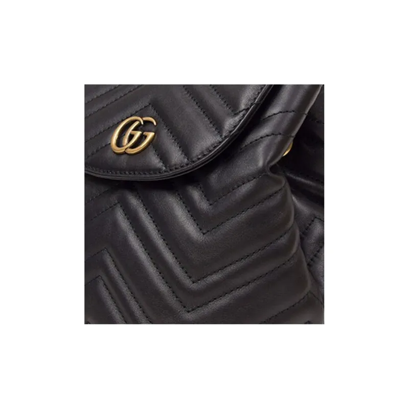 GUCCI GG Marmont Cow Leather Backpack Small Size Women's Black-4