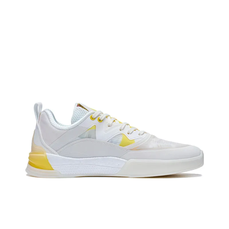 Erik Ellington x LiNing Anti Slip Wear Resistant Low Top Skateboard Shoes Men's White Yellow-1