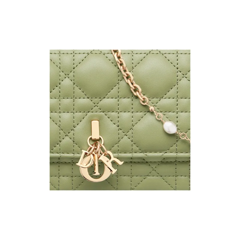 DIOR Lady Dior Lambskin Shoulder Bag Crossbody Bag Handbag Women's Green-3