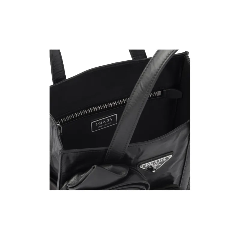 PRADA Soft Sheep Leather Tote Bag Shopping Bag Handbag Mini Women's Black-5