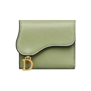 DIOR Saddle Goatskin Wallet Women's Green