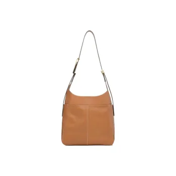 Delvau So Cool Grained Calfskin Handbag Shoulder Bag Crossbody Bag Medium Size Women's Brown