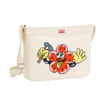 KENZO 100% Cotton Crossbody Bag Shoulder Bag Men's White