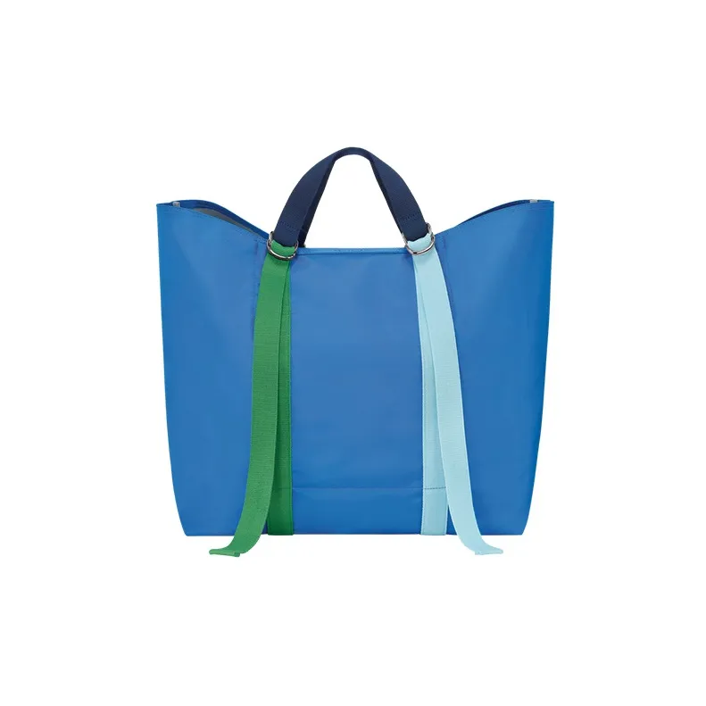 LONGCHAMP Le Pliage Re-play Cow Leather Trim Tote Bag Shopping Bag Shoulder Bag Handbag Extra Large Women's Blue-2