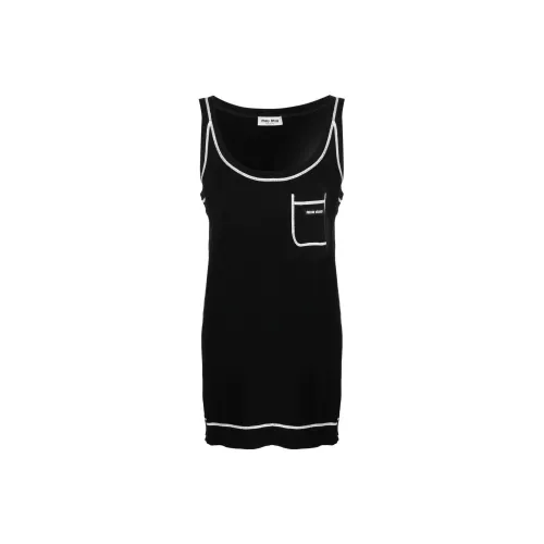 Miu Miu Logo Detailed Crewneck Sleeveless Dress