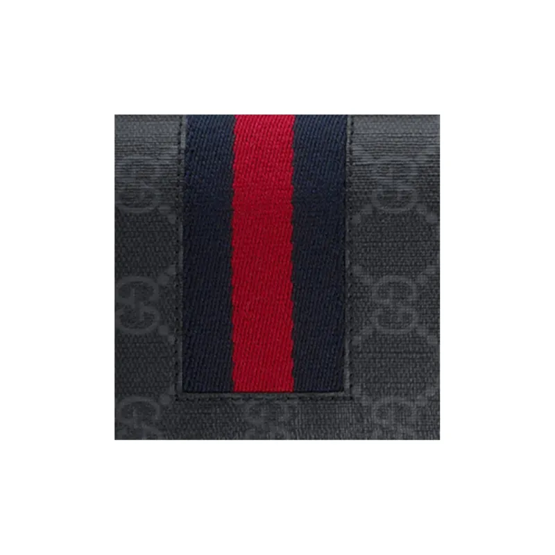 GUCCI Webbing Canvas With Leather Wallet Men's Black Gray Color-4