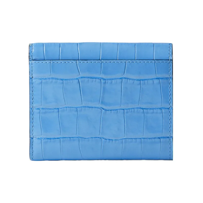 Burberry Embossed Calfskin Wallet Small Size Women's Blue-5