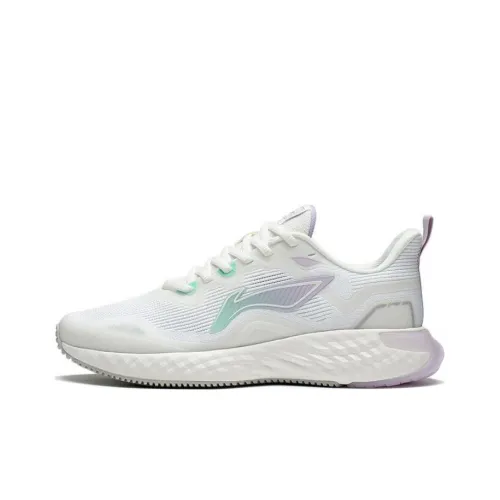 LINING Chasing-clouds Running Shoes Women's Low-Top White/Cyan/Purple