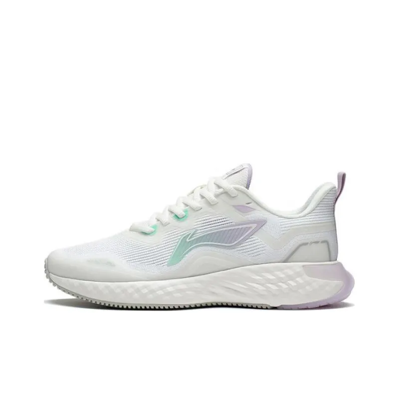 LiNing Chasing-clouds Cushioning Anti-Slip And Wear-Resistant Low-Top Running Shoes Women's White Cyan Purple-0