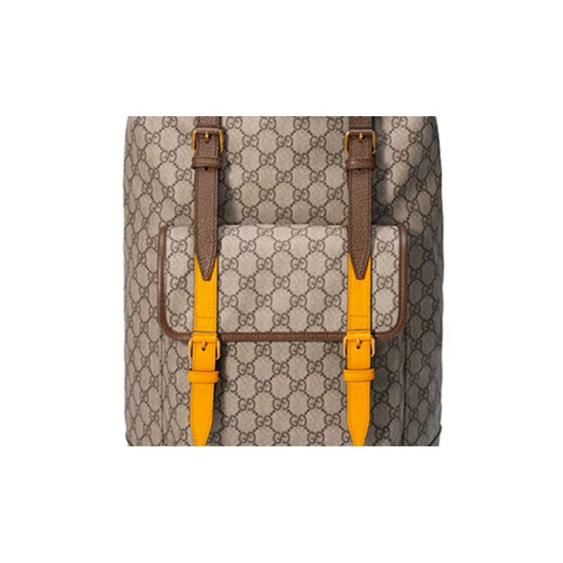 GUCCI Neo Vintage Series Canvas With Leather Backpack Unisex Ebony/Brown-4