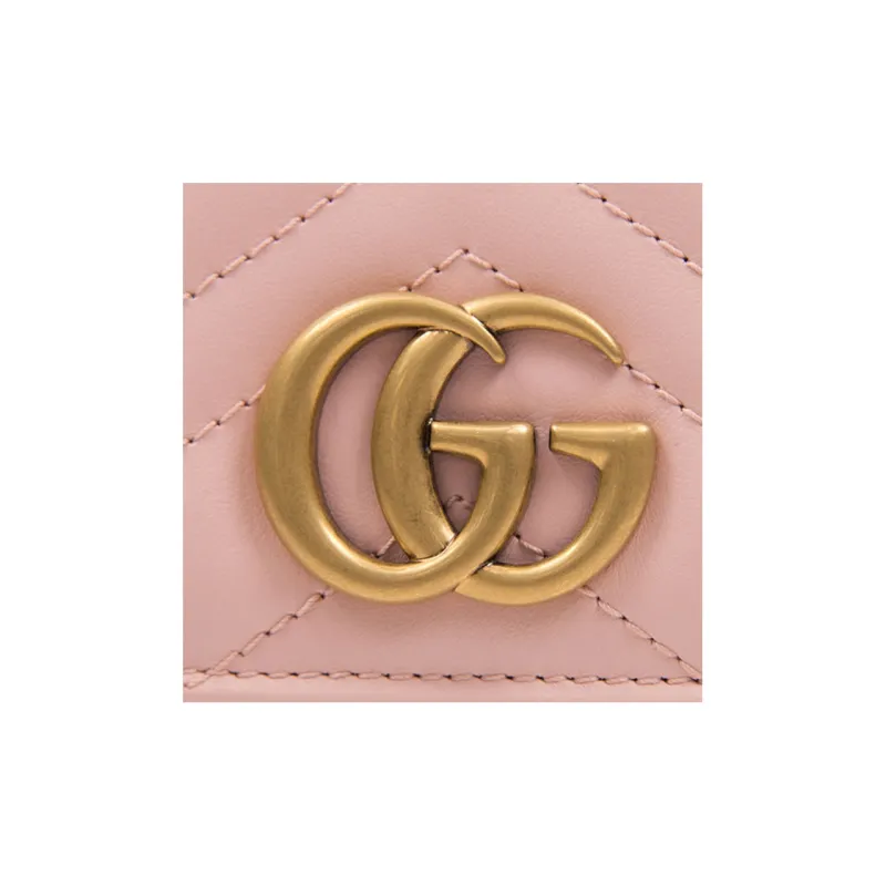 GUCCI GG Marmont Quilting Leather Wallet Women's Pink-4