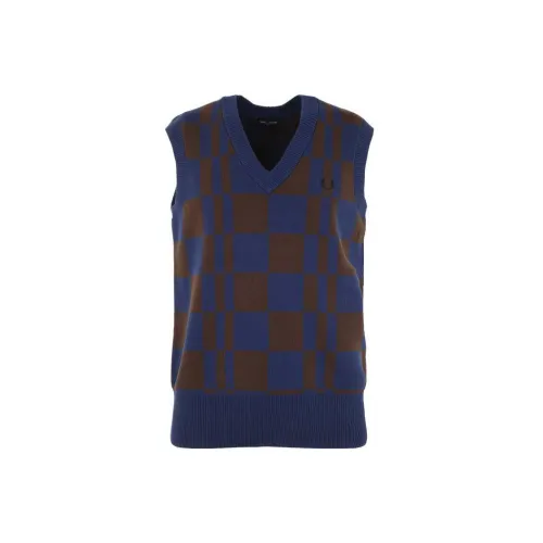 FRED PERRY Checkerboard V-neck Knitted Vest