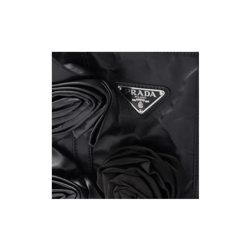 PRADA Soft Sheep Leather Tote Bag Shopping Bag Handbag Mini Women's Black-3
