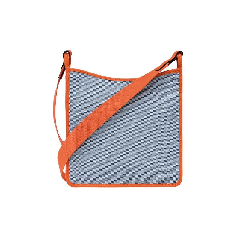 LONGCHAMP Le Foulonné Cow Leather Trim Shoulder Bag, Crossbody Bag Tubas Women's Blue & Orange-2