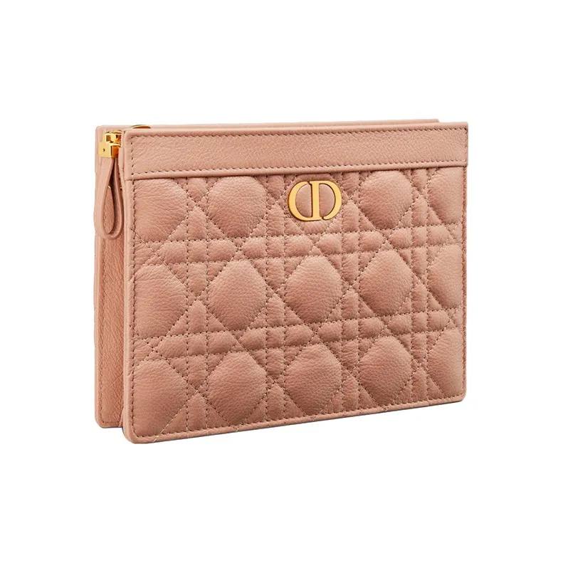 DIOR Caro Cow Leather One Shoulder Crossbody Clutch Women's Rose-2