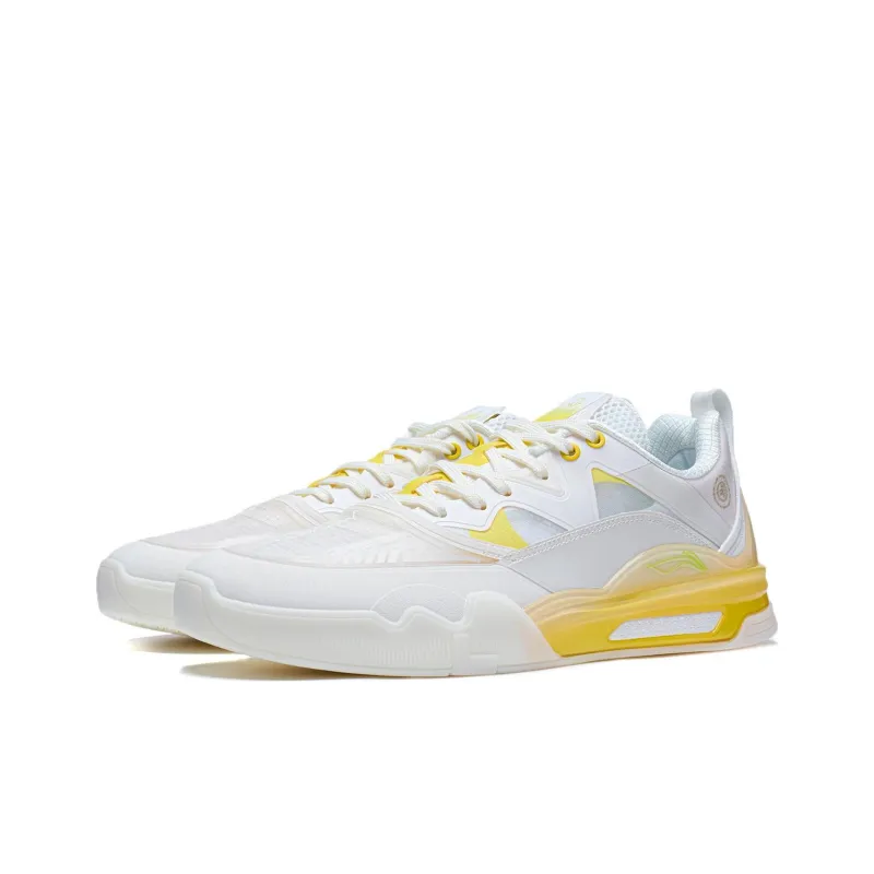 Erik Ellington x LiNing Anti Slip Wear Resistant Low Top Skateboard Shoes Men's White Yellow-2