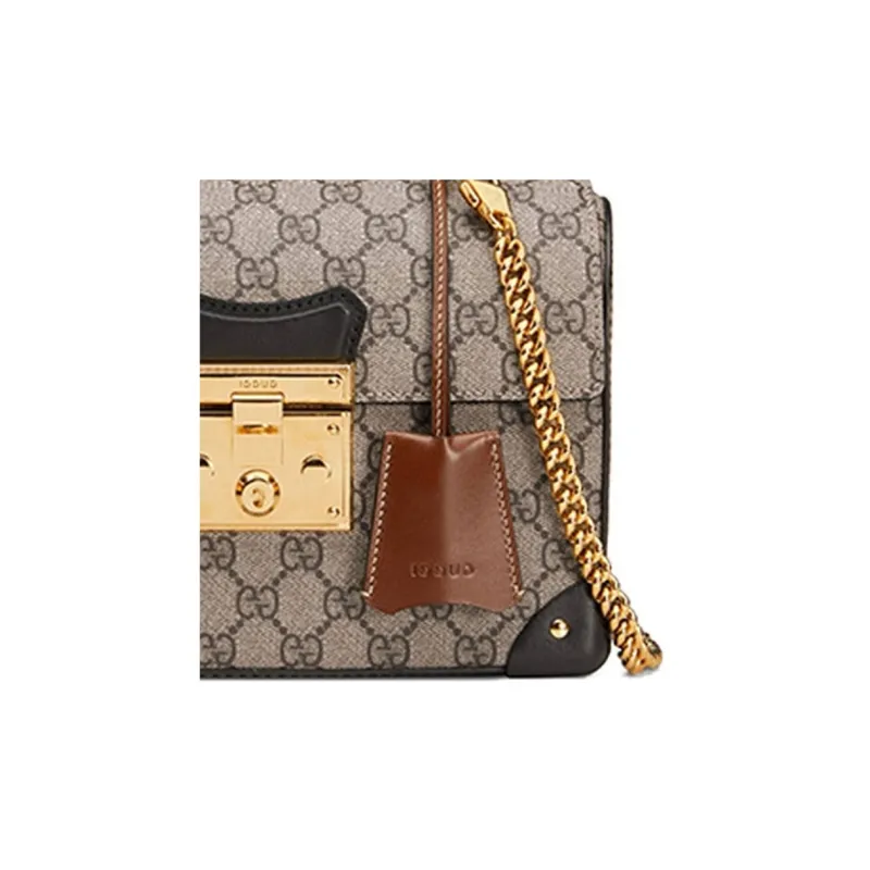 GUCCI Padlock Canvas With Leather Box Bag Crossbody Handbag Shoulder Bag Small Size Women's Beige Ebony-7
