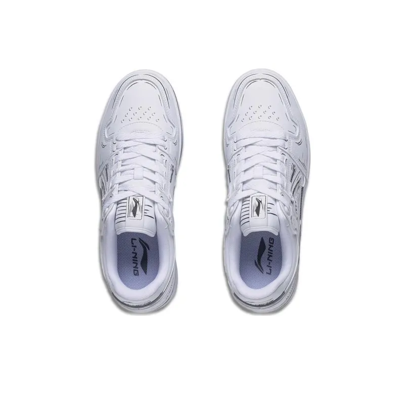 LiNing Tianji Anti-Slip Wear-Resistant Breathable Height Increasing Low-Top Skateboard Shoes White Black-3