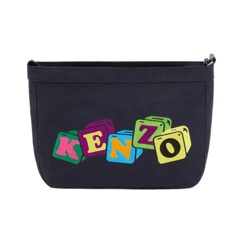 KENZO 100% Cotton Crossbody Bag, Shoulder Bag Men's Navy Blue-3