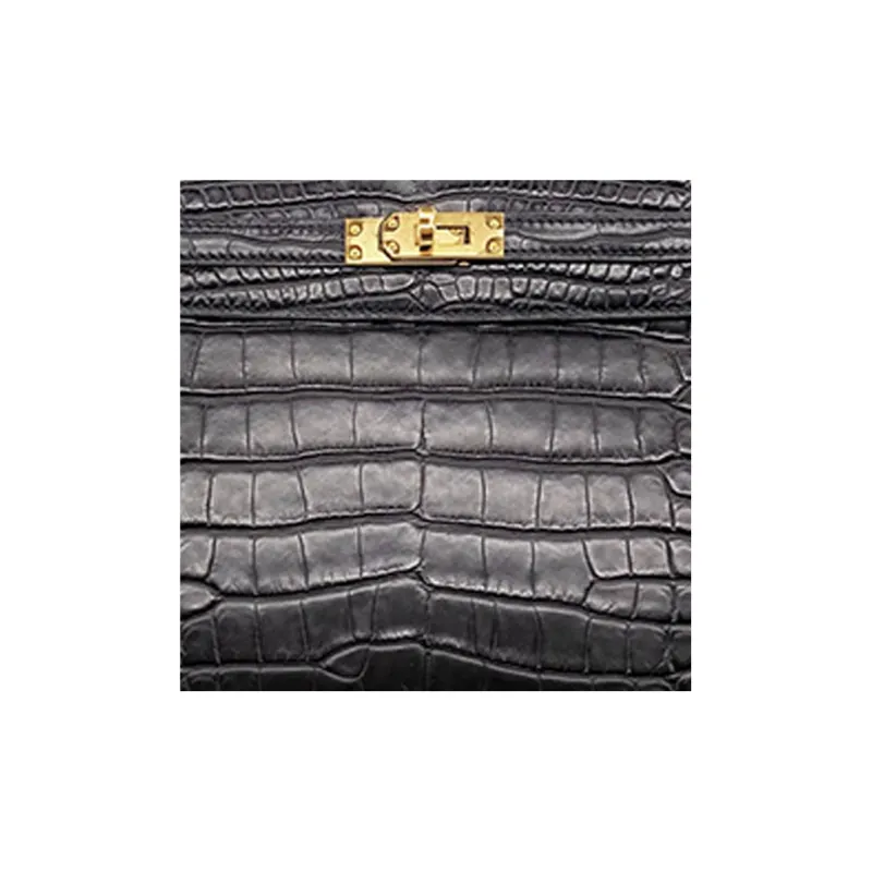 HERMES Kelly Matte Crocodile Leather Kelly Bag Handbags Women's Noir Black-5
