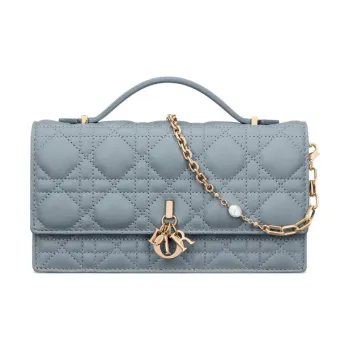DIOR Lady Dior Lambskin Shoulder Bag Crossbody Bag Handbag Women's Light Blue
