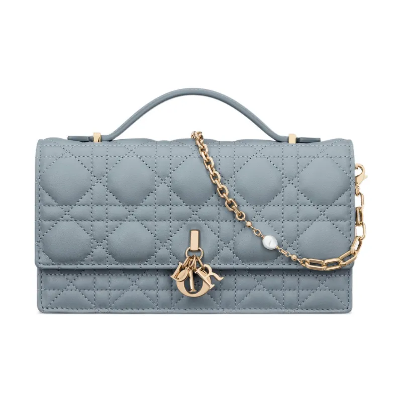 DIOR Lady Dior Lambskin Shoulder Bag Crossbody Bag Handbag Women's Light Blue-0
