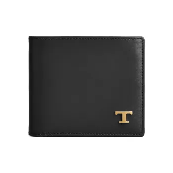 TOD'S Logo Plaque Bi Fold Wallet
