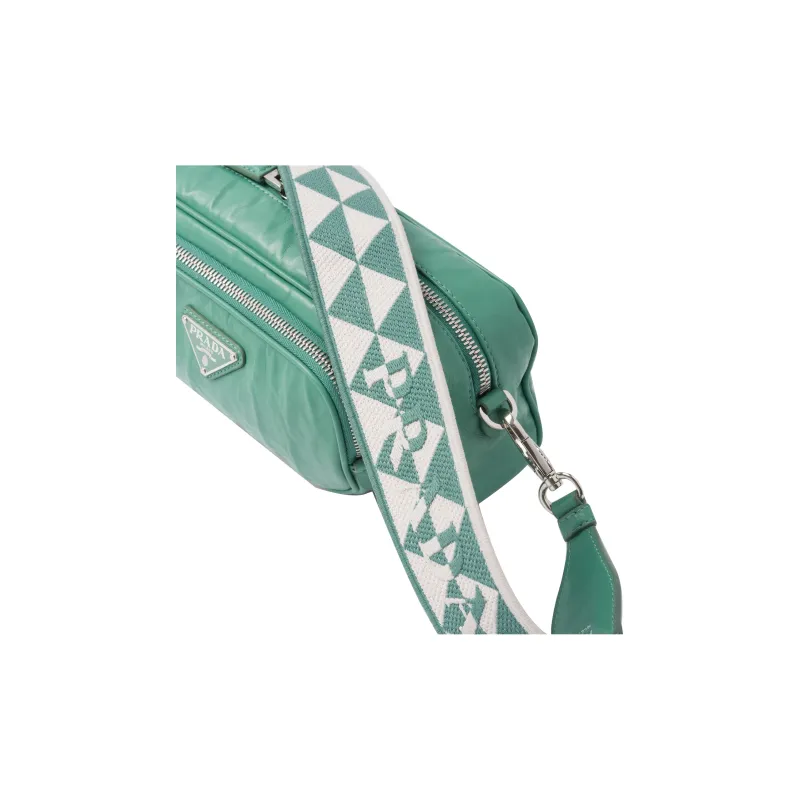 PRADA Soft Sheep Leather Crossbody Bag Shoulder Bag Women's Gray Green-4