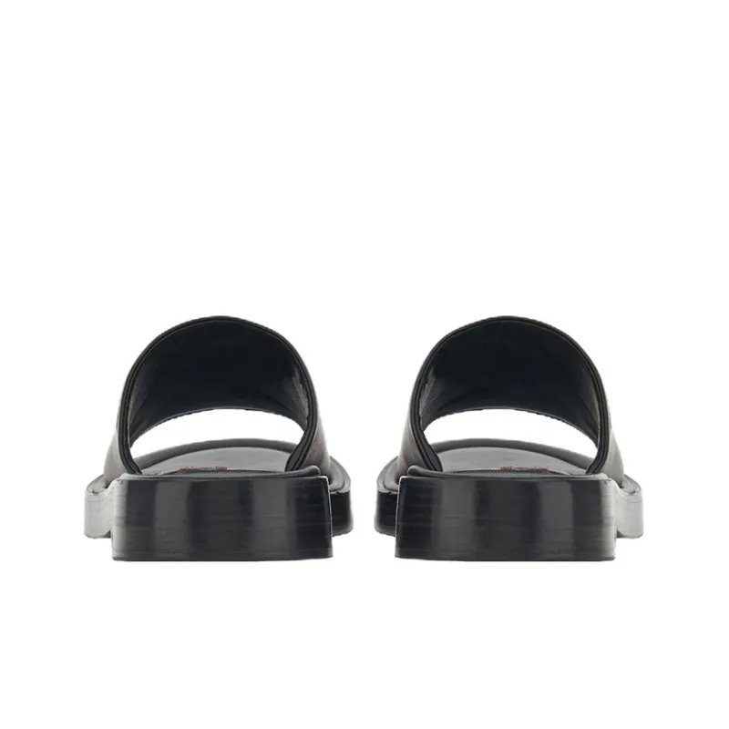 FERRAGAMO Crossover-strap Leather Slides-3