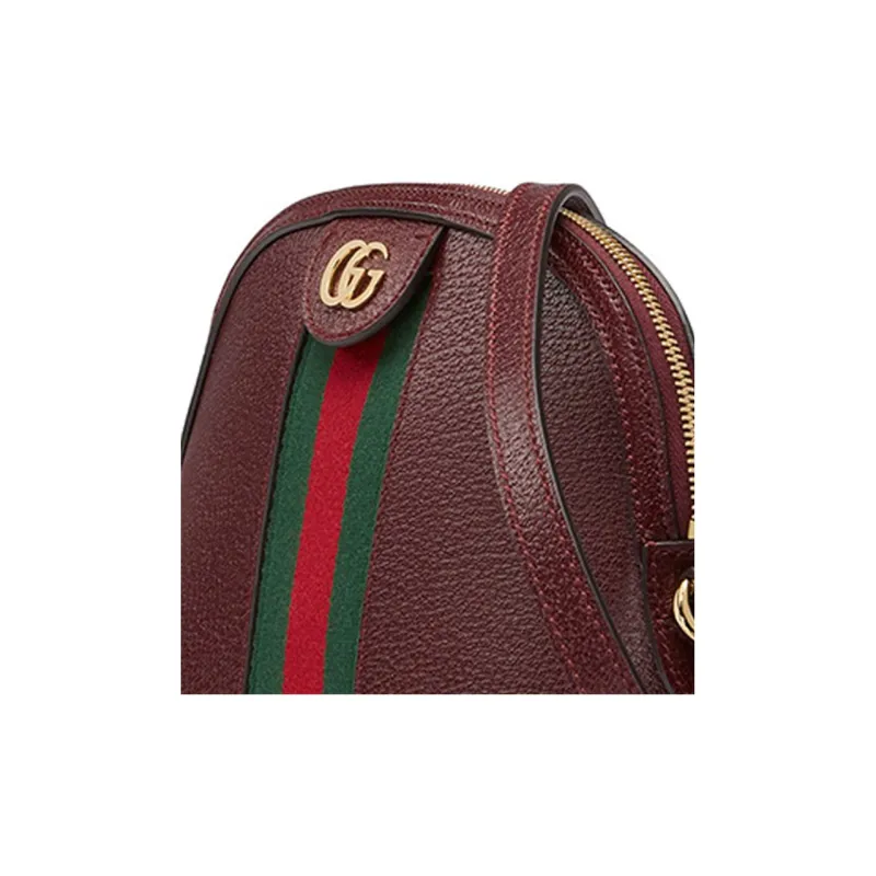 GUCCI Ophidia Leather Dome Bag, Shoulder Bag, Crossbody Bag Trumpets Women's Burgundy-4