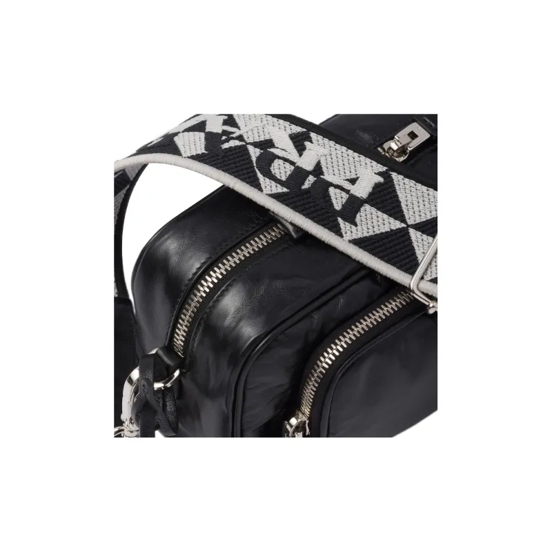 PRADA Nappa Antique Leather Multi Pocket Shoulder Bag Black-4