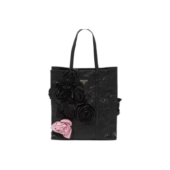 PRADA Soft Sheep Leather Tote Bag Shopping Bag Handbag Medium Size Women's Black
