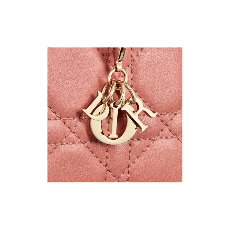 DIOR Lady Dior Lambskin Wallet Small Size Women's Ethereal Pink-4