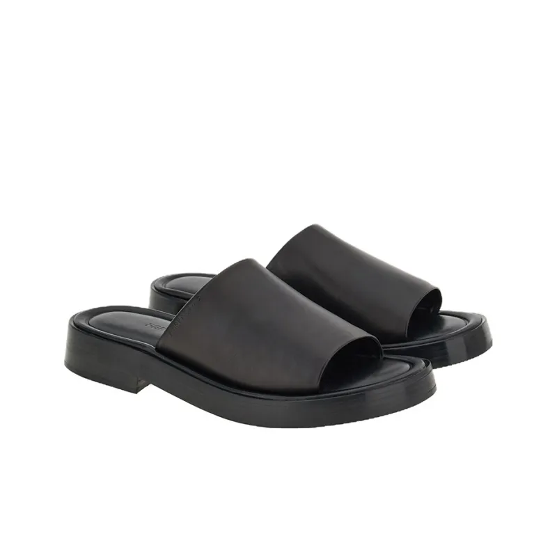 FERRAGAMO Crossover-strap Leather Slides-1