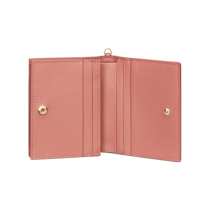 DIOR Lady Dior Lambskin Wallet Mini Women's Ethereal Pink-3