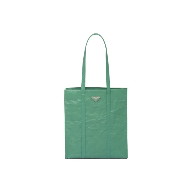 PRADA Soft Sheep Leather Tote Bag Shopping Bag Handbag Small Size Women's Green-0