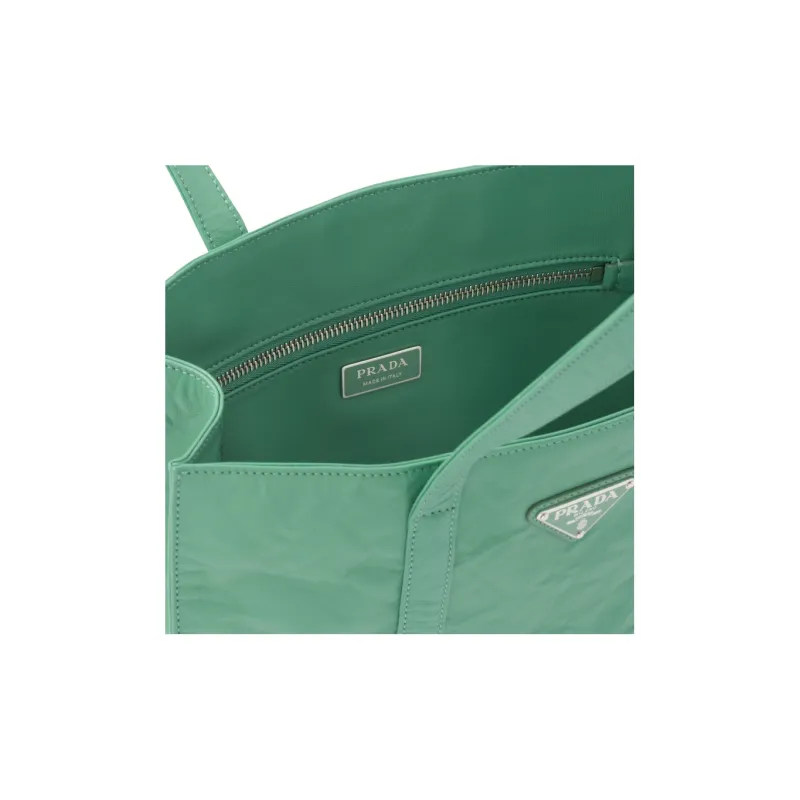 PRADA Soft Sheep Leather Tote Bag Shopping Bag Handbag Small Size Women's Green-4