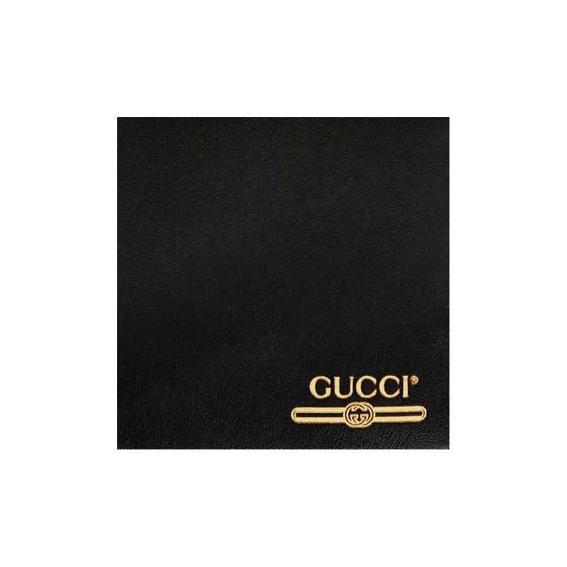 GUCCI Cow Leather Cropped Double Fold Card Holder Wallet Men's Black-5