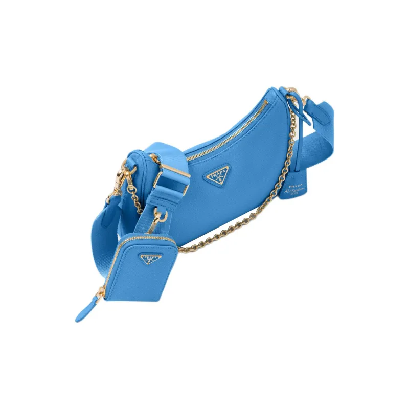 PRADA Re Edition Saffiano Leather 3 in 1 Crossbody Bag, Shoulder Bag Women's Blue-2