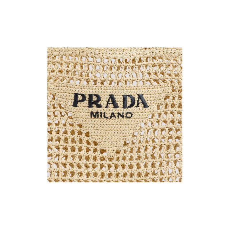 PRADA Raffia One Shoulder Handbag Men's Nude/Neutral Color-3