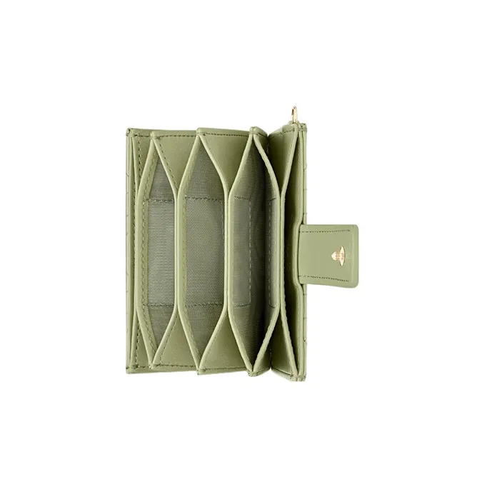 DIOR Lady Dior Patent Leather Calfskin Card Holder Card Holder Regular Women's Green-3