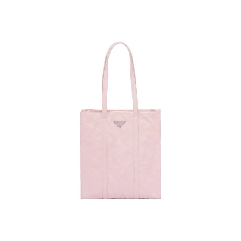 PRADA Soft Sheep Leather Tote Bag, Shopping Bag, Handbag Trumpets Women's Pink-0