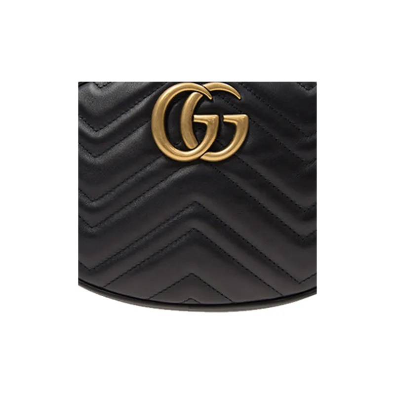 GUCCI GG Marmont Cow Leather One Shoulder Crossbody Bag, Sling Bag, Fanny Pack Women's Black-2