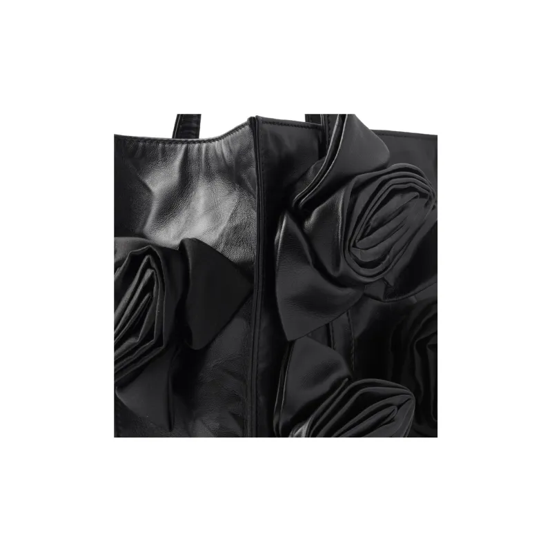 PRADA Soft Sheep Leather Tote Bag Shopping Bag Handbag Mini Women's Black-4